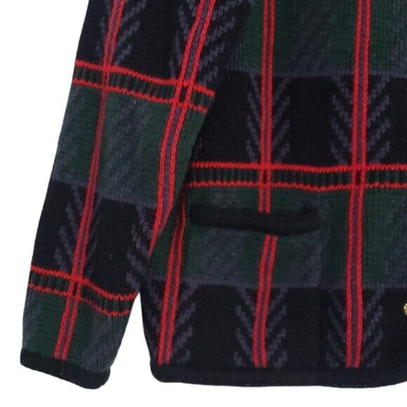 Vintage 90s Liz Baker Womens Plaid Button Down Cardigan Sweater Size M Coastal - Picture 4 of 6